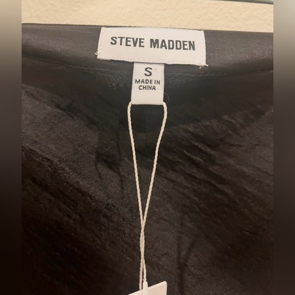 Black Satin Trumpet Slip Skirt- NWT Steve Madden Sleek Minimal Design - Picture 2 of 4